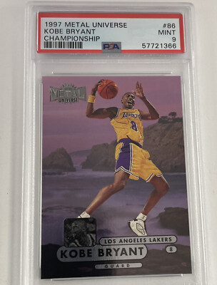 周恩来百周年記念カード 1997年製 Kobe Bryant 1997 Metal Universe Championship Card #86 PSA 9 Mint