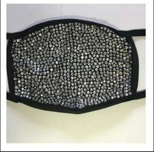 Single Rhinestone bling diamond face mask with filter Reusable...