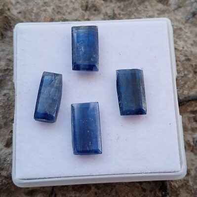 12 Carat Natural Blue Kyanite Rectangle Cut 4 Piece Lot For Jewellery