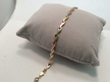 14k Tri-Color REAL Solid Gold XO Hearts  Kisses Fancy Bracelet 7 1/4'' 4.4g