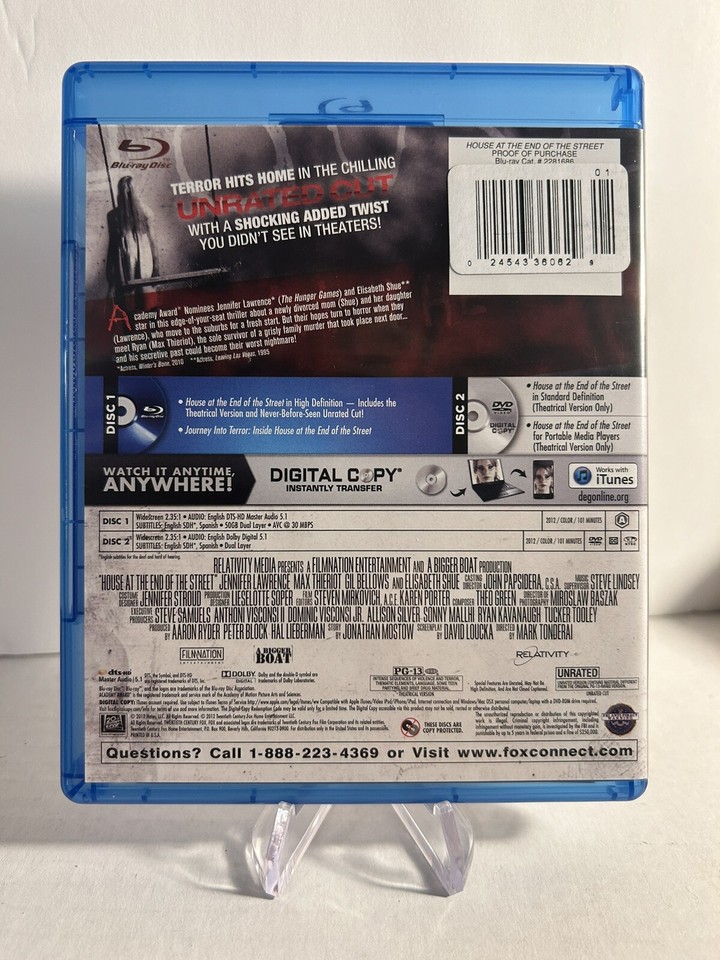 House at the End of the Street BluRay DVD Movie Horror 📀 Jennifer
