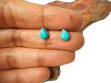 Blue Teardrop TURQUOISE  Sterling  Silver  925  Gemstone  Stud Earrings