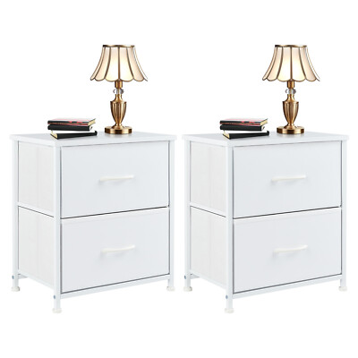 2Pcs Nightstand End Table Side Table with 2 Fabric Drawers Bedside Table Bedroom