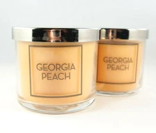 (2) Bath & Body Works GEORGIA PEACH Single Wick Scented Mini Candle 4oz Lot Set