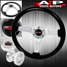 Silver Slim Quick Release For 84-89 Mr2 Black Wood Deep Dish Steering Wheel