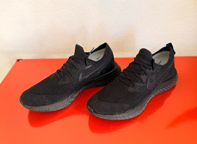 Nike Epic React Herren Sneaker Flyknit Textil Low Top Schwarz EU 44