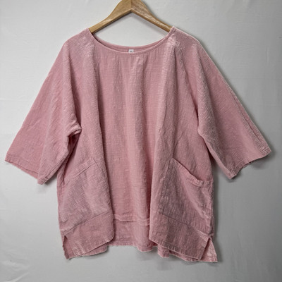 Zenana Top 3x Womens Oversize Blouse W Pockets Half Sleeve Pink Shirt Easter