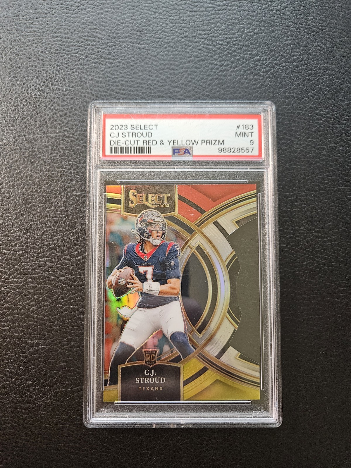 2023 CJ Stroud Select Die-Cut Red & Yellow Prizm RC #183 PSA 9 Mint