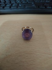 Vintage 9ct Gold Amethyst Ring, UK size N, Oval cut Eternity Ring