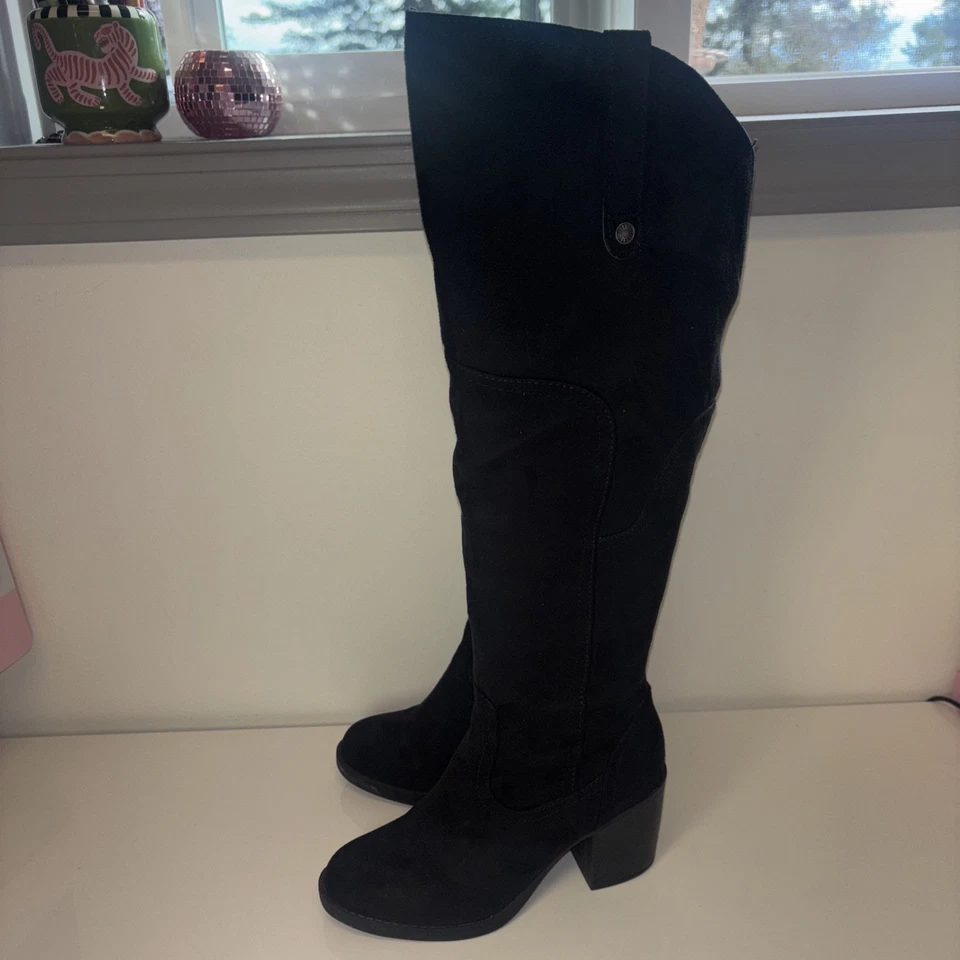 Botas Western para mujer talla 7,5 botas negras bruja capricho botas hasta la rodilla Y2K Foto 2 de 4