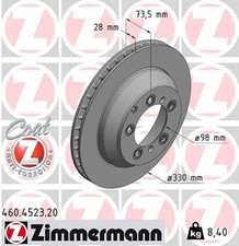 2x ZIMMERMANN Bremsscheibe COAT Z 460.4523.20 1KX für 9YA PORSCHE CAYENNE 9YB