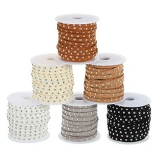 65.6Yards Faux Suede Cord Silver Rivets Black/White/Grey/Beige/Coffee/Khaki