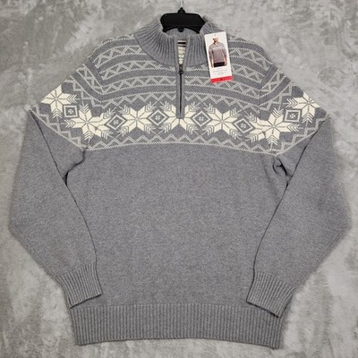 Weatherproof Vintage 1/4 zip Pullover Mens Medium Sweater Gray Long Sleeve (NWT)