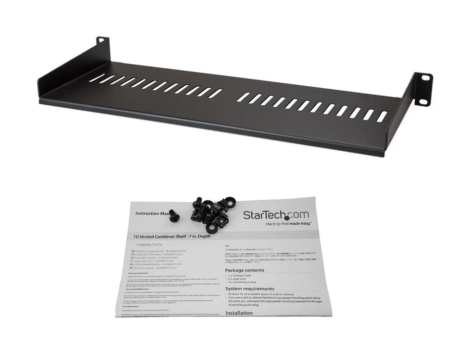 StarTech.com CABSHELF1U7V 1U Rack Shelf - 7 in Deep - Heavy-duty Steel - Vented - Image 3 of 4