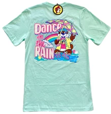 NWT! NEW! BUC-EE'S BUCEES DANCE IN THE RAIN MINT GREEN TEE T-SHIRT ADULT SMALL S