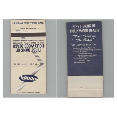 Matchbook Cover First Bank of Hollywood Beach Hollywood FL