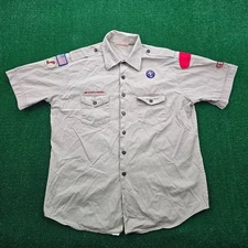 Boy Scouts of America Shirt Mens XL Brown Sam Houston Area Council Made in USA
