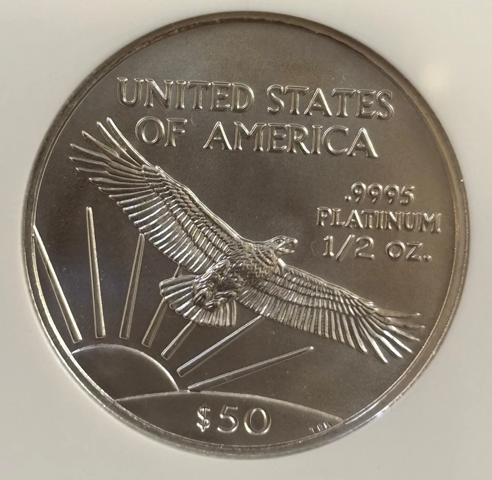 2007 Platinum American Eagle $50 1/2 ounce NGC MS69-Older Holder (#1017) - Image 4 of 4