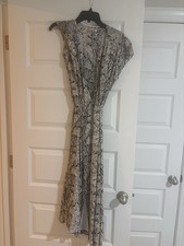 Reformation Dress Womens Snake Print Wrap Short Sleeve Midi Tie Waist
