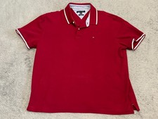 Tommy Hilfiger Polo Shirt Mens XL Red Casual Short Sleeve Preppy Pique Custom