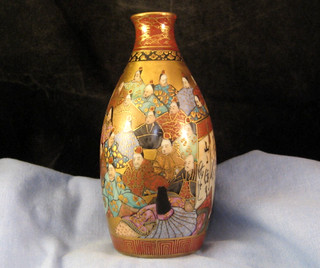 JAPANESE GOLD LACQUER PORCELAIN ANTIQUE SAKE BOTTLE CUP KUTANI SATSUMA VASE