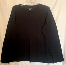 Christopher Banks XL Solid Black Knit Top, crew neck, long sleeves - NWT