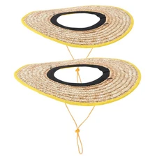  2 Pcs Straw Hard Hat Sunshade Construction Visor Shield Full Brim