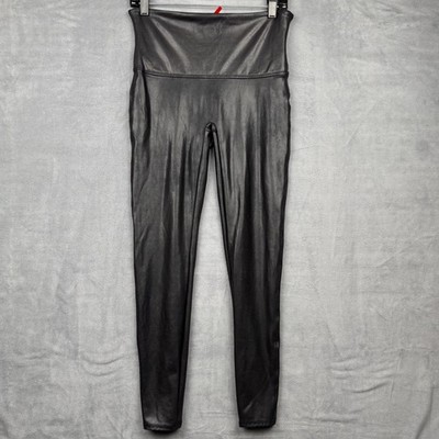 SPANX Faux Leather Leggings Black High Waist Womens XL TG