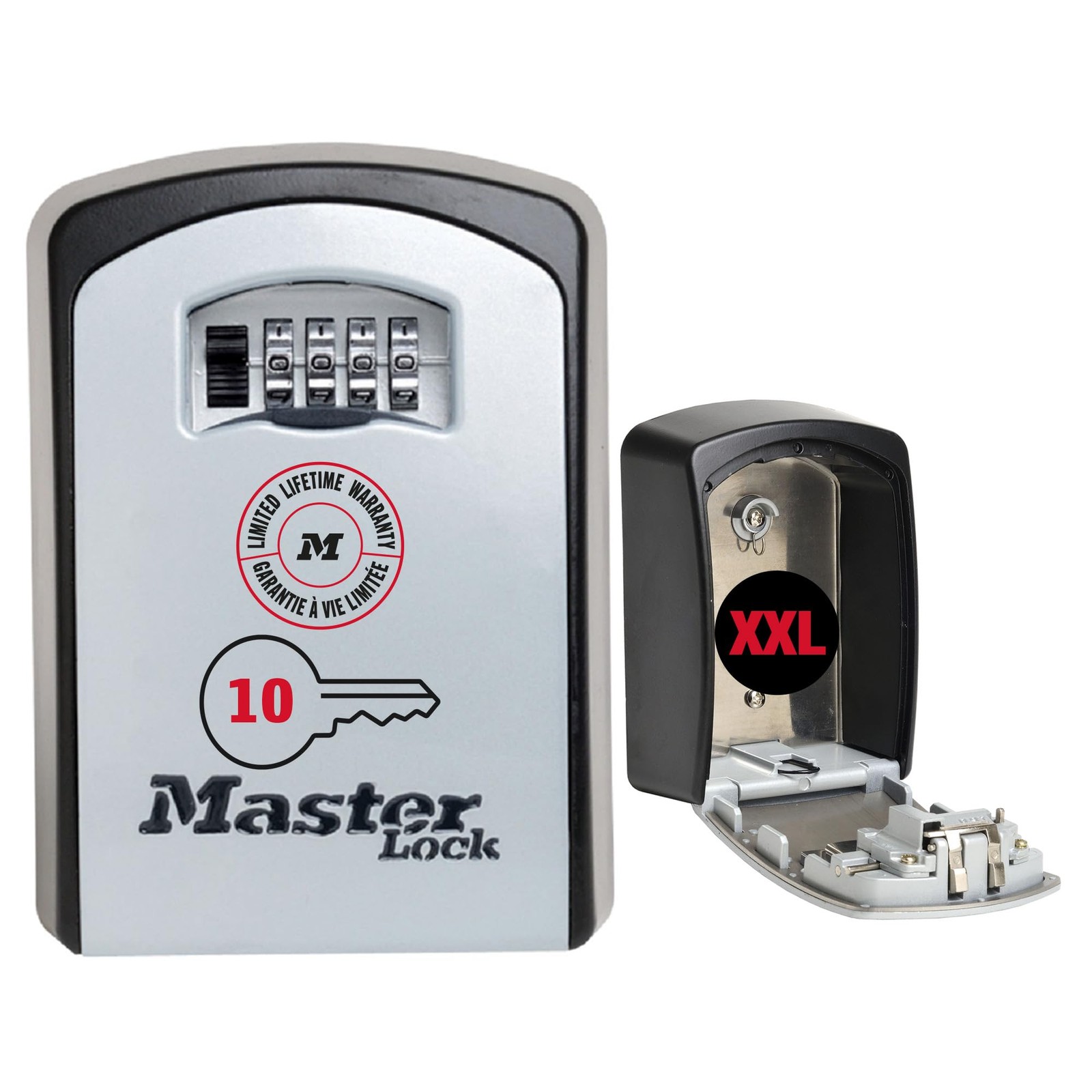 MASTER LOCK Extra Large Key Safe 14.6 cm x 10.6 x 5.3 cm, Black & Silver