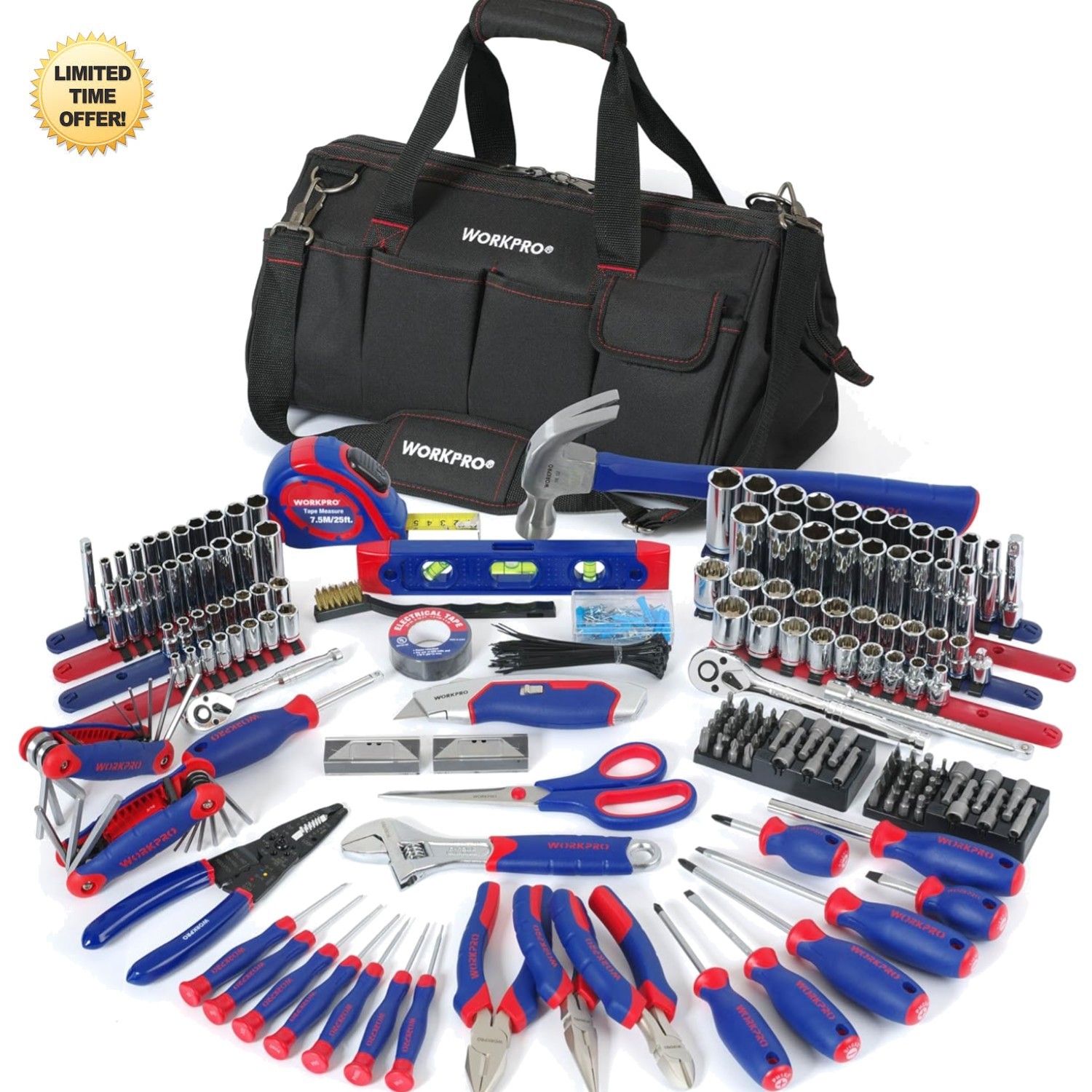 322-Piece Home Repair Tool Kit with Carrying Bag Alloy Steel