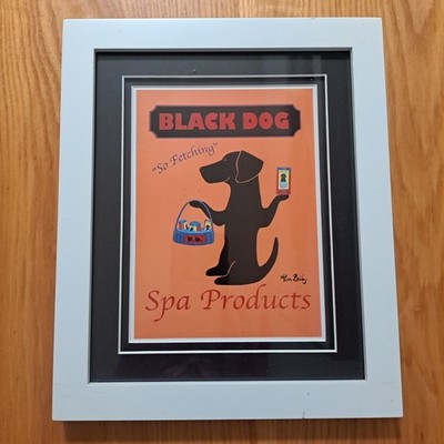 Black Dog So Fetching Spa Product by Ken Bailey Signed Matted Framed Black Lab 