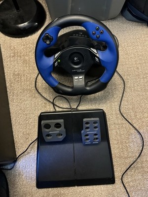 Logitech Driving Force PS2 Racing Wheel Pedals Tested Working Box