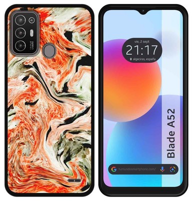 Dedux Cover per ZTE Blade A52 Custodia, Custodia Silicone TPU Antiurto Case + Rigida Satinato Traslucido con 360°Anello in Piedi. Nero