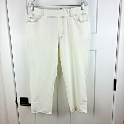 NWT Vintage Women's LA CERA Cream Cropped Capri Elastic Waist Pants Size L e 