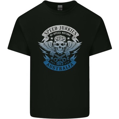 Australia Speed Junkies Motorrad Herren T-Shirt Leicht Baumwolle Schwarz