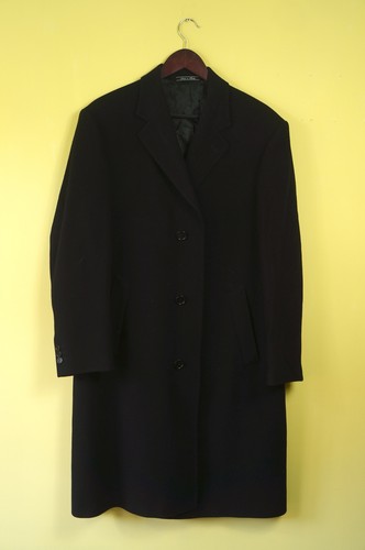 Saks Fifth Avenue Black 100% Italian Cashmere Double Breasted Long Coat ~Size 50
