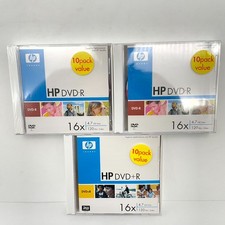 HP DVD-R DVD R 4.7GB 16x 120min 10 Pack Value Jewel Case Lot of 3 Sealed