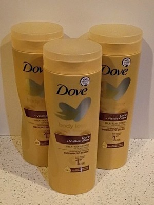 3x Dove Self Tan Lotion For All Skin Types Medium To Dark 13.5 Oz (400 mL) New 