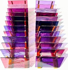 24 Sheets Shades of Purple Stained Glass Sheets, 6 X 4 Inches Stained Glass Supp