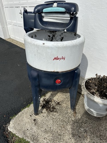 Maytag Vintage Wringer Washing Machine White Top-Loading Enamel Finish 1920-1949