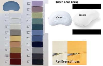 Kissenbezug für Tempur Curve Sonata S / M Reißverschluss  S /M Reißverschluss