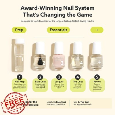 Dazzle Dry Mini Kit 4 Step System Lit Bright Red Semi-Sheer Polish