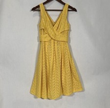 Nine West (4) Yellow Eyelet Spring Wedding Guest Dress