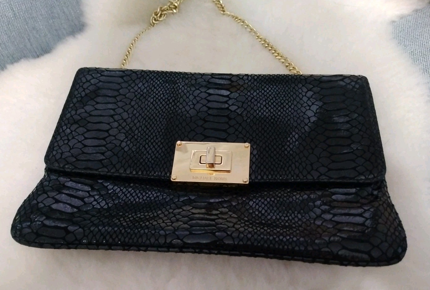 Michael Kors Glazed  Black Python Embossed Leathe… - image 5