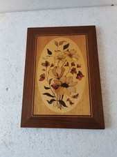 Holz Intarsien Bild Vintage Handgeschnitten