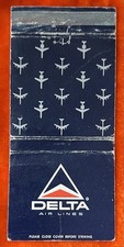 Delta Air Lines Vintage 30 Striker Front Striker Matchbook Cover B-6052