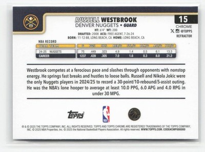 2025-26 Topps Chrome #15 Russell Westbrook Refractors | eBay