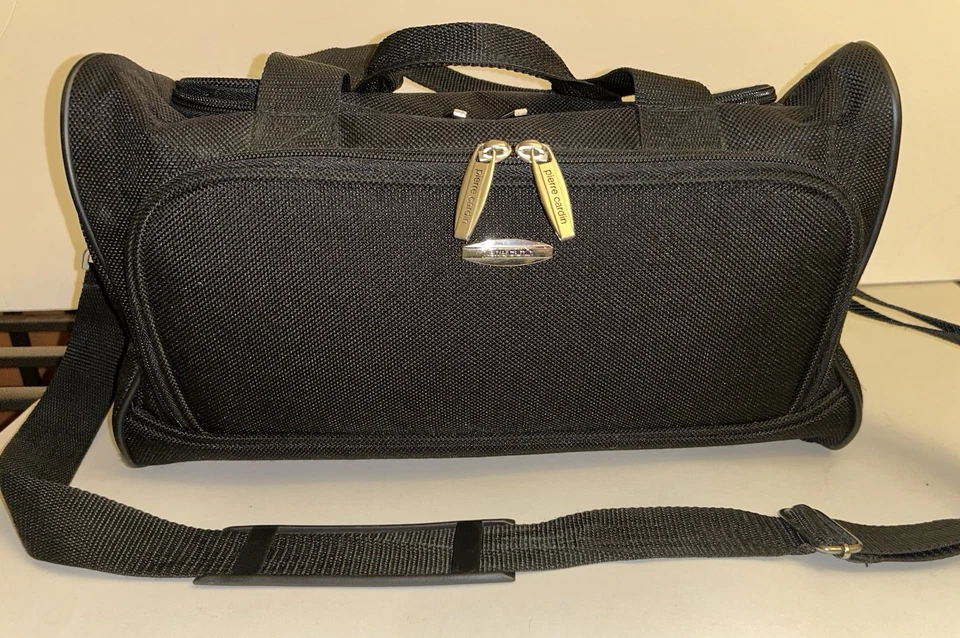 Bolso de Viaje Pierre Cardin Negro De Colección de Lona con Correa para el Hombro Bolsa de Mano Foto 3 de 4