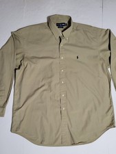 7 Polo By Ralph Lauren Long Sleeve Button Down Size Men's XL Brown