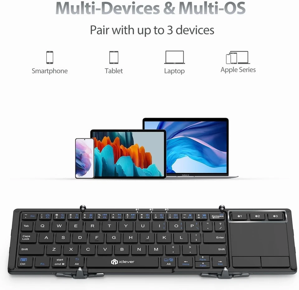 iclever IC-BK08 Tri-folding Wireless Keyboard with Touchpad - Image 2 of 4